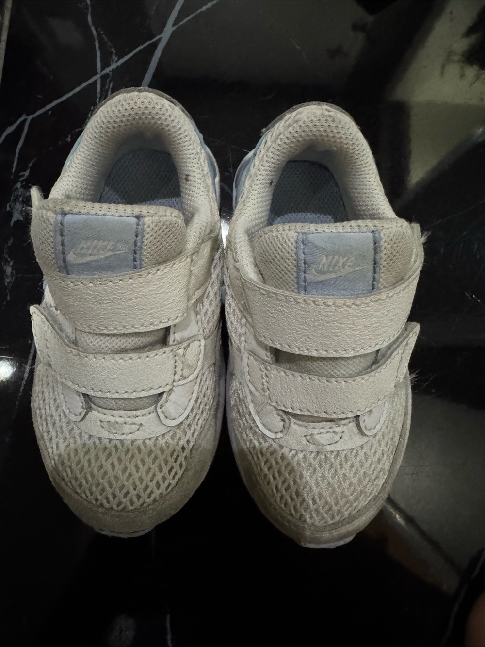 Nike Toddler White and Light Gray Velcro Sneakers